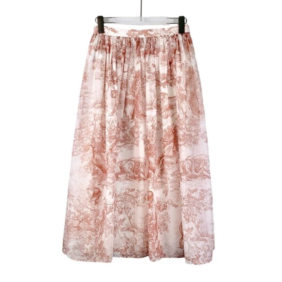Christian Dior Light Pink Jungle Animal Print Cotton Skirt 36 XS Made In France - Picture 1 of 6